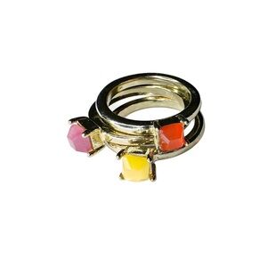 Gold-Tone Stackable Rings with Multicolor Stones